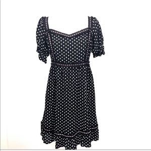 LISTICLE Black/White Polka Dot Twirl Me Dress SZ L